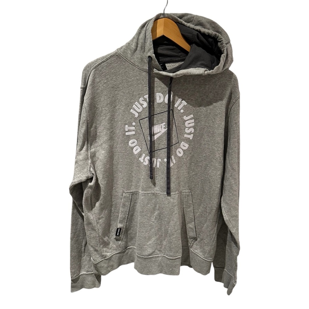 Mens Nike Gym Athletic Just Do It Hoodie Sweatshirt Pullover‎ Grey Size Large